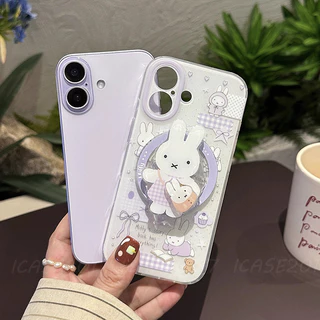 กระเป๋าเป้สะพายหลังสีม่วง Miffy กระต่ายวงเล็บแม่เหล็ก Samsung S26 S25 S24 S23 Ultra S22+S21 FE A57 A56 A15 A55 เคสโทรศัพท์กันกระแทก