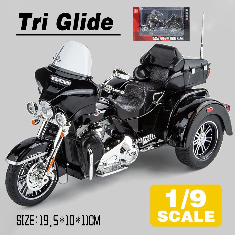 Perfect1:9 Harley Davidson Tri Glide Motorcycle Metal Alloy Toys Car Model Diecast Vehicle For Boys 