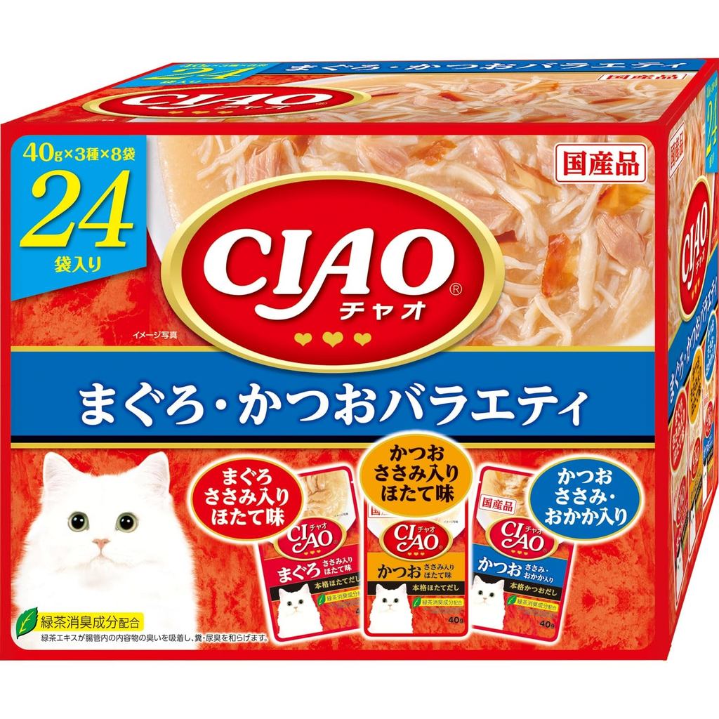 CIAO Pouch Tuna & Bonito Variety 40g x 24 Bags Cat Wet Food