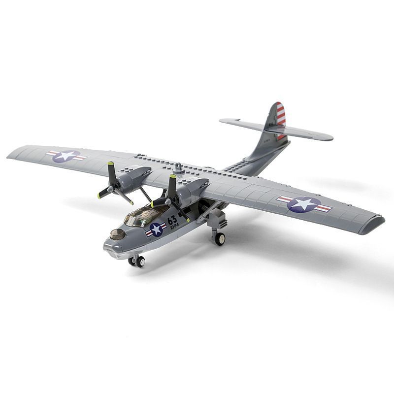 Vange 5007 US Army PBY-5A Catalina เครื่องบินใต้น้ํารุ่นลดเสียงรบกวนอาคารบล็อกของเล่นของขวัญวันเกิด 