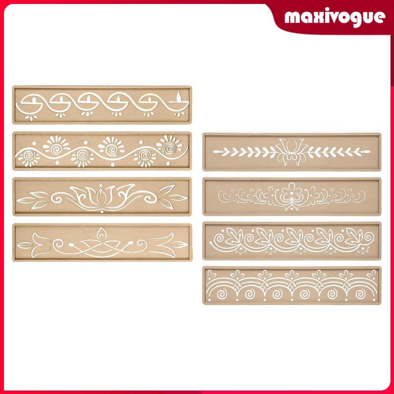 [Maxivogue] 4x Diwali Rangoli Stencils Vine รูปแบบภาพวาดลายฉลุพฤกษศาสตร์ชุดสําหรับเสื้อผ้า Wall Art 