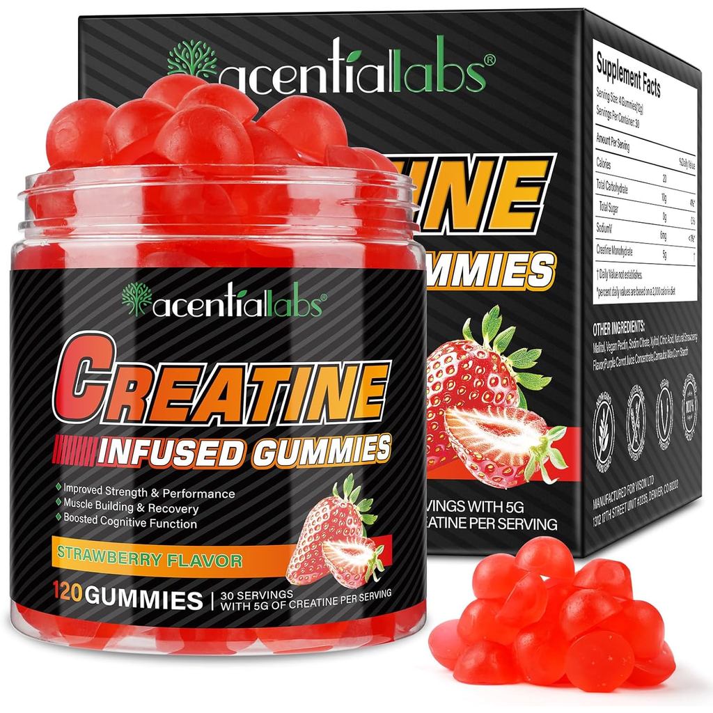 Creatine Monohydrate Gummies Creatine Monohydrate ต่อเสิร์ฟ Chewable Creatine สําหรับสร้างกล้ามเนื้อ