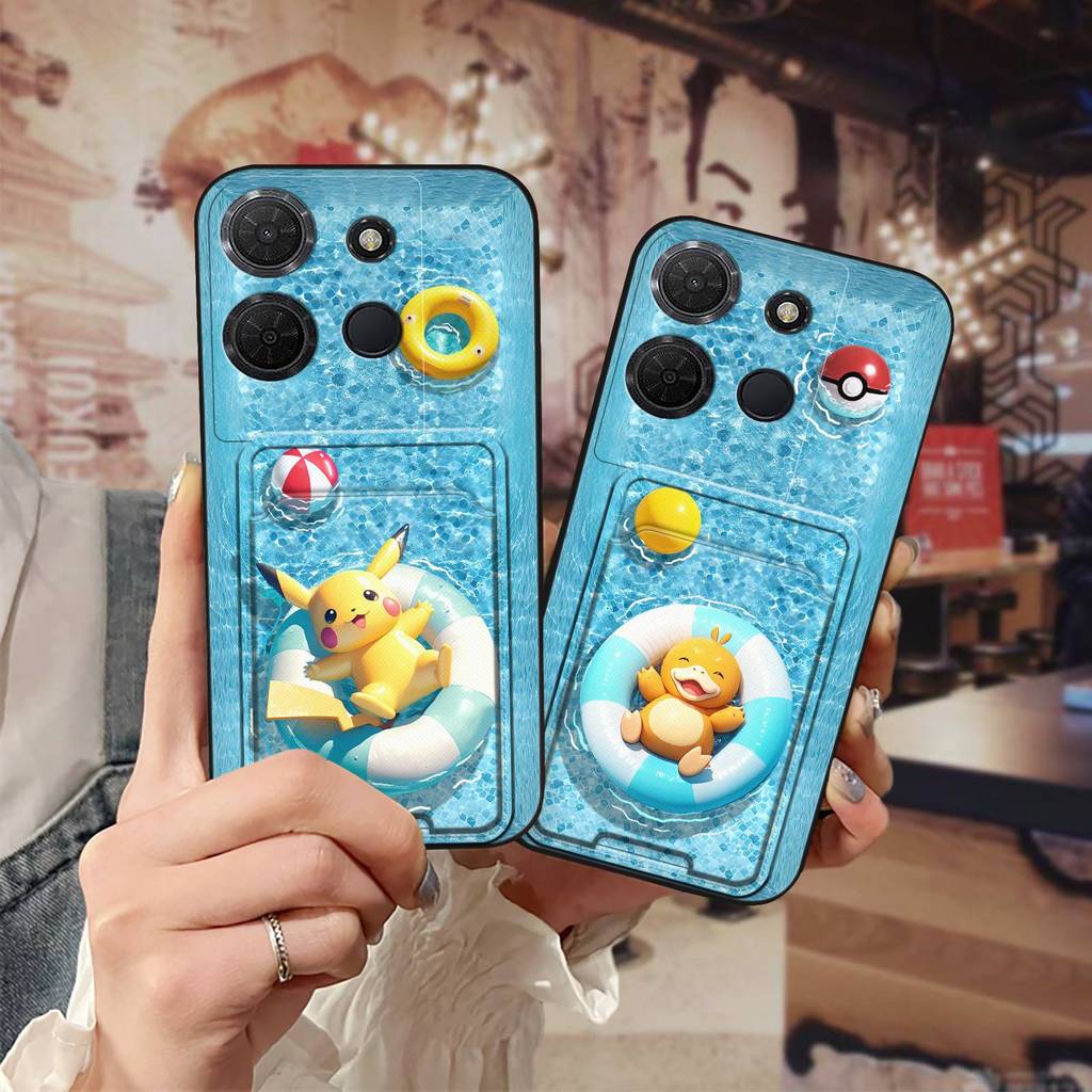 การ์ดกระเป๋าซิลิโคนสําหรับ TCL 503/T442M/T442A/T442J น่ารักการ์ตูนการ์ดแขน Anti-knock ปกหลังกันน้ํา 