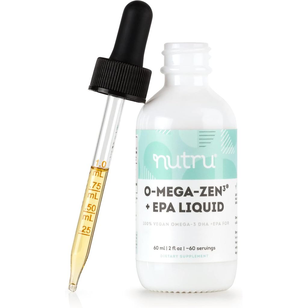 O-Mega-Zen3 +EPA Vegan Omega 3 DHA EPA อาหารเสริมเหลว - Algal Omega3 Essential Fatty Acids - 2 ออนซ์