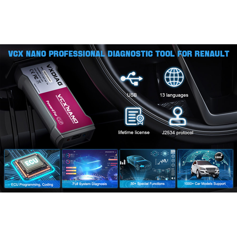 VXDIAG VCX NANO RVDIAG สําหรับการวินิจฉัยระบบทั้งหมด