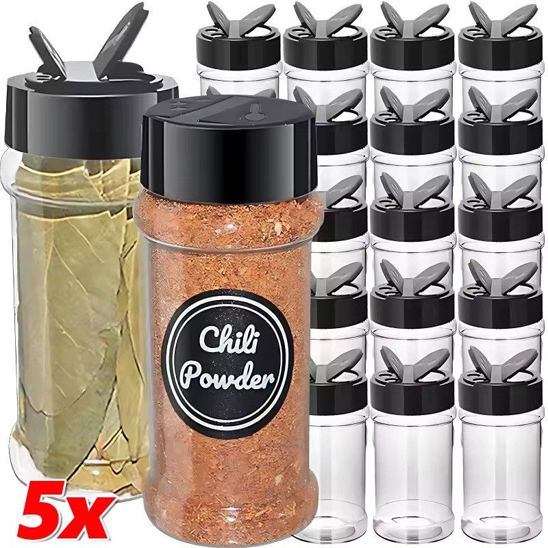 1/3/5 ชิ้นขวดปรุงรสพลาสติกใส – ขวดใส่เครื่องปรุงเครื่องเทศเปล่าขนาดใหญ่แบบใช้ซ้ําได้ – ภาชนะบรรจุผงในครัว