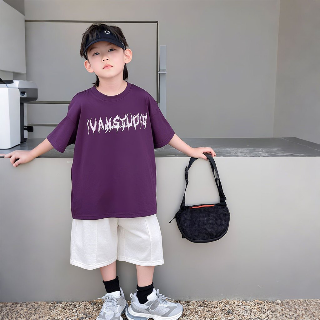 SweetKids พร้อมส่งจากกทม🌸แขนสั้นเด็กผู้ชาย🍓ชุดเสื้อยืดแขนสั้น แฟชั่นฤดูร้อน เสื้อยืดคอกลมครึ่งแขน พิมพ์ หลวมและสะดวกสบาย - รูปที่ 5