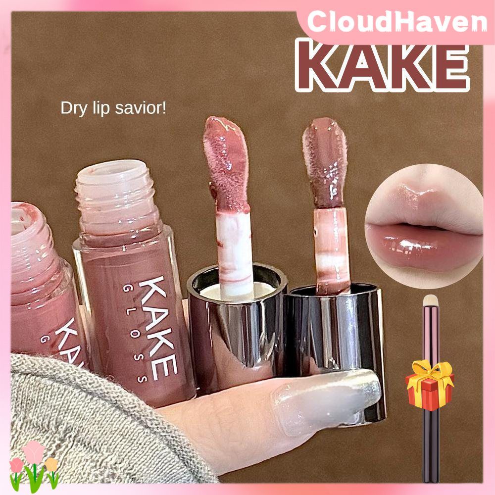 ของขวัญฟรี KAKE Glass Crystal Jelly Lip Gloss ลิปเอสเซนส์ออยล์น้ำบางเบา ลิปสติกเนื้อเจลลี่สีสวย ลิปเ
