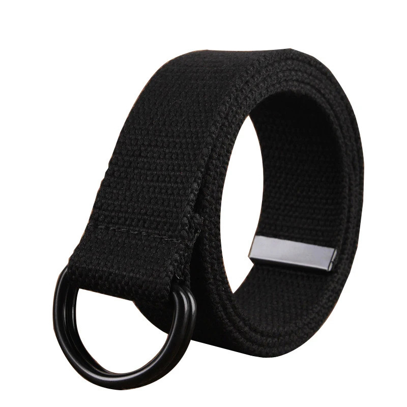 Canvas belt fashion black Alloy double ring buckle Men belt casual simple Men and Women cowboy pants