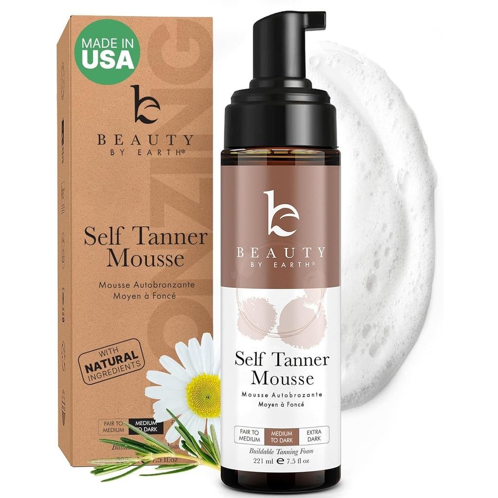 Self Tanner Mousse - USA Made with Natural & Organic Ingredients, Self Tanning Mousse for Dark Fake 
