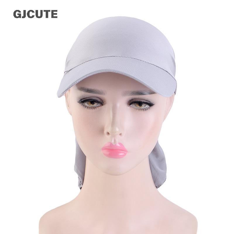 GJCUTE 2025 ใหม่นุ่ม Hijab หมวกสําหรับผู้หญิง Bonnet Voile มุสลิม Sun หมวกผ้าพันคอเบสบอลหมวก Hijab B