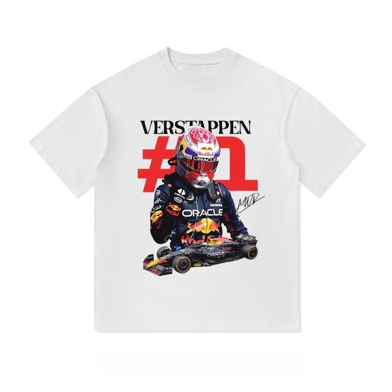 เสื้อยืด Max Verstappen Red Bull Racing ดีไซน์ผู้ชนะ Prix แรงบันดาลใจจากผ้าตาข่าย ระบายอากาศได้ดี สไตล์สตรีท