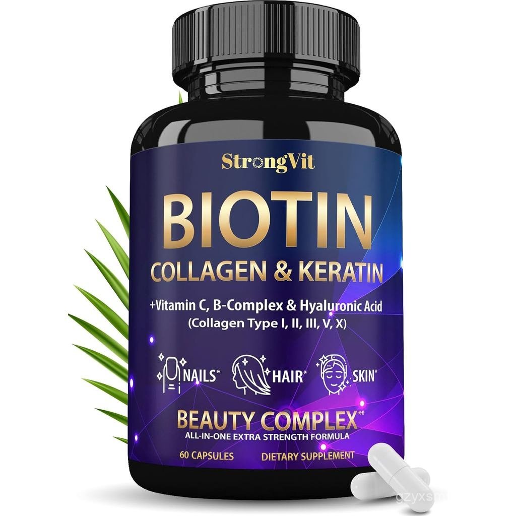 ไบโอตินด้วยกรดไฮยาลูโรนิก อาหารเสริม เคราติน และคอลลาเจน - วิตามินปลูกผมสําหรับผู้หญิง เล็บและผิวหนั