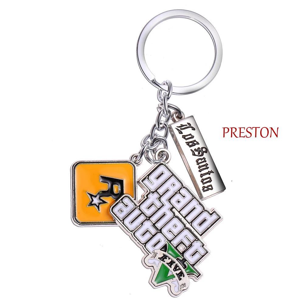 PRESTON เกม GTA V พวงกุญแจพิเศษสําหรับชาย PS4 Xbox PC เกมของขวัญวันเกิดเกม GTA Key Holder