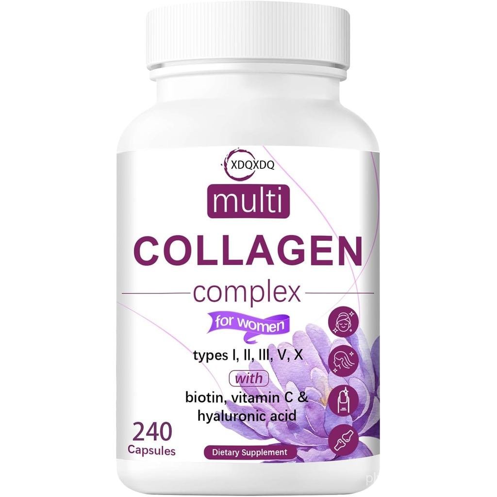 Multi-Collagen Peptides for Women | Types I, II, III, V, X with Hyaluronic Acid, Biotin, and Vitamin