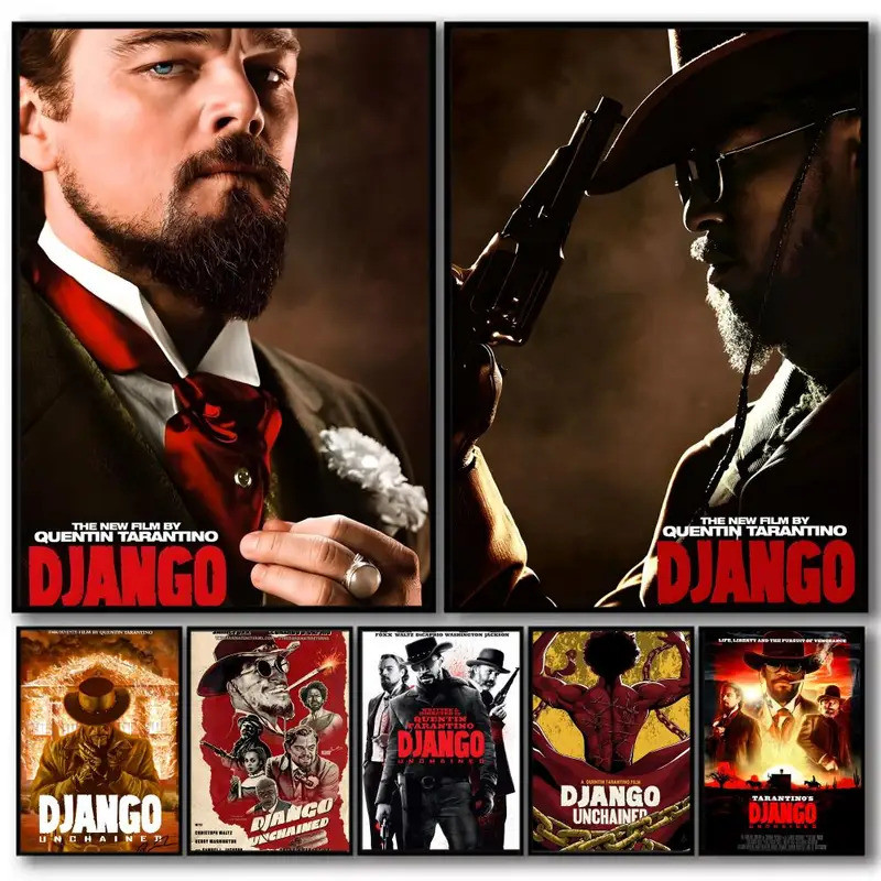 ภาพยนตร์คลาสสิก D_Django U_Unchained HD ผ้าลินินผ้าใบโปสเตอร์ Wall Art พิมพ์สําหรับห้องนั่งเล่นห้องน