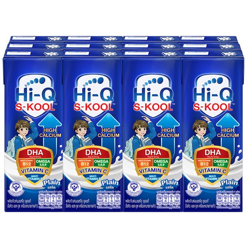 ไฮคิวเอสกูลยูเอชทีรสจืด 180มล. แพค 12 Hi Q UHT Milk S Kool 180ml. Pack 12 [หมายเลขบาร์โค้ด 8851359986567]