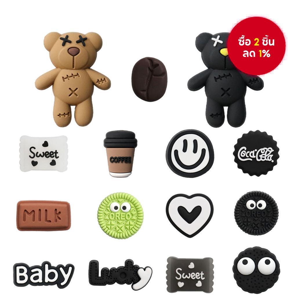 การ์ตูนหมี Jibbitz Charms อุปกรณ์สนุกสําหรับหัวเข็มขัดรองเท้า Crocs 15 ชิ้น