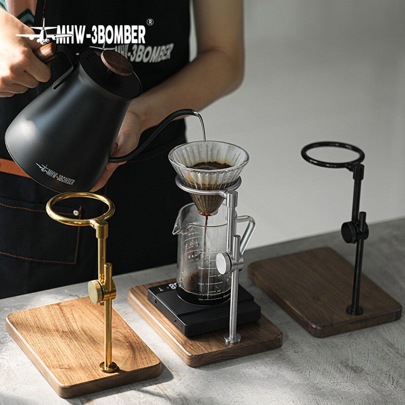 MHW-3BOMBER Bomber Dunk Hand Brew Coffee Holder ไม้เนื้อแข็ง Hand Brew Holder ปรับ V60 ถ้วยกรอง