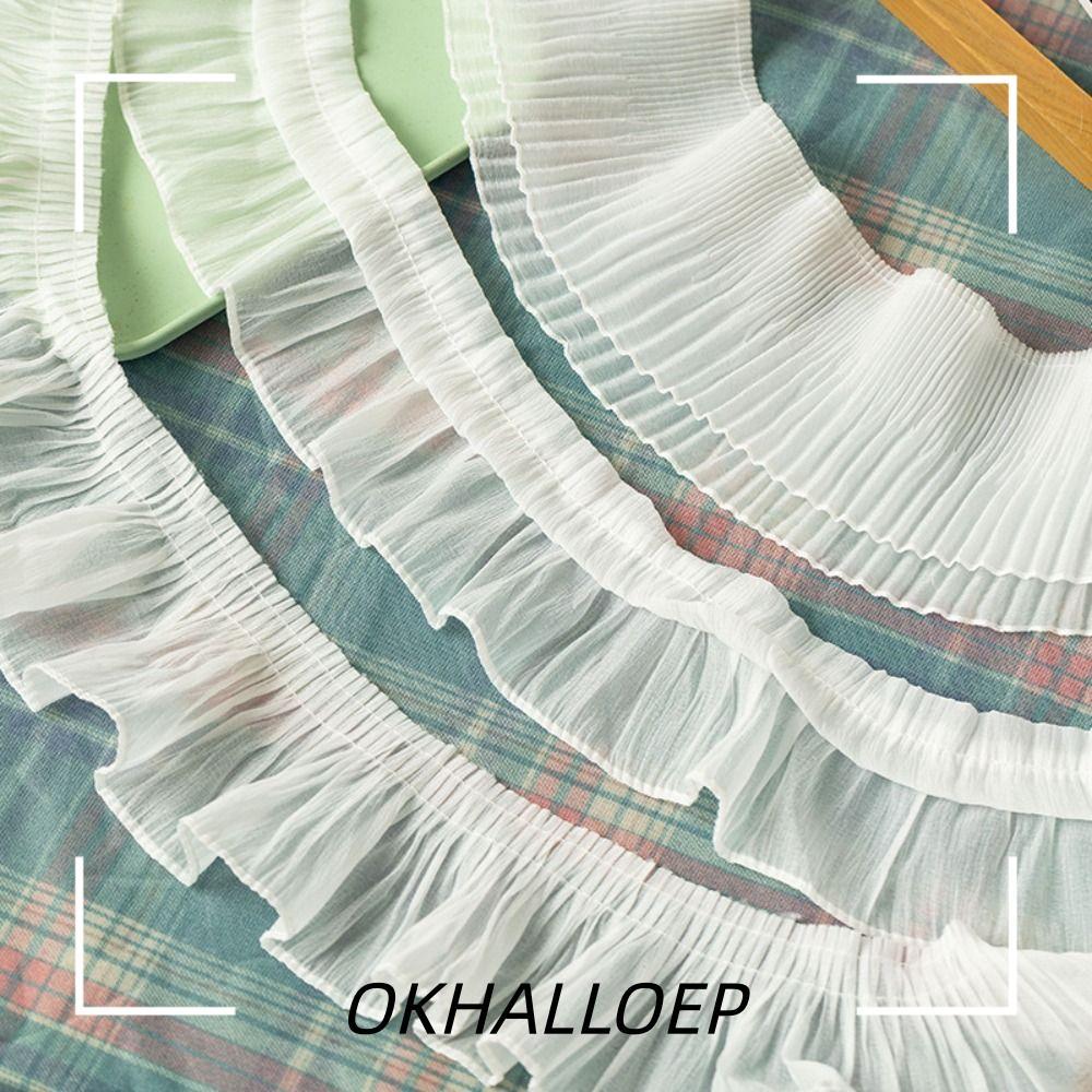IOKHALLO ชีฟองลูกไม้ Trims, 2Yards กว้าง 9-12 ซม.Ruffled Lace Trims, ชีฟองจีบลูกไม้ผ้า