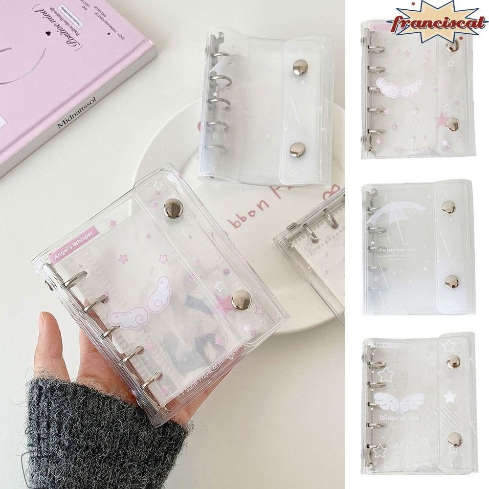 FRANCISCAL ปกหลวม, 3 นิ้วจัดเก็บ Angel Wings รูปแบบ Binder Notebook, INS โปร่งใสโปสการ์ดรวบรวมหนังสือ