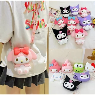 CF.HOME Sanrio กระเป๋าสะพายไหล่ ซิลิโคน ลาย Hello Kitty Kuromi My Melody Labubu ใส่เหรียญได้ ของเล่นสําหรับเด็ก