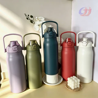 ขวดน้ำสแตนเลส1200ml สำหรับกีฬา เดินทาง พร้อมหูหิ้ว แขวนได้ เก็บความร้อน-เย็นได้นาน ขวดน้ำพกพา สีสวยหลายสี และใช้ประจำวัน