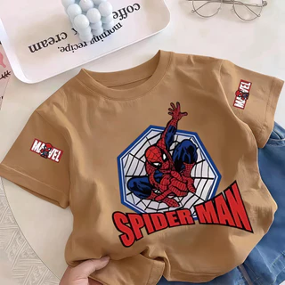 Pebbi Baby เสื้อยืดเด็กฤดูร้อนรุ่นใหม่ ลายสไปเดอร์แมน Spider Man มาร์เวล ผ้าฝ้ายแท้100% นุ่มสบาย เสื้อแขนสั้นเด็กผู้ชาย