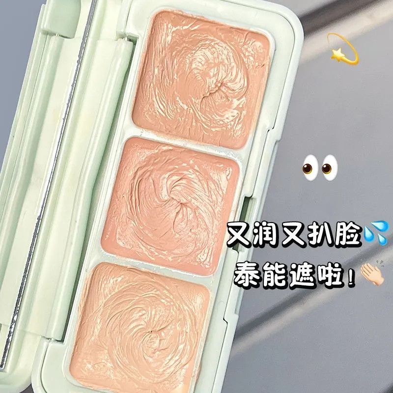 สามสีMulticolor คอนซีลเลอร์ Moisturizing Long-Lasting ปกปิดรอยสิวฝ้ากระ Dark Circles Oil Control กัน