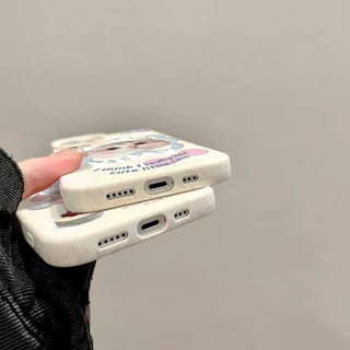 เคสไอโฟน11 For iPhone 15 13 12 16 17 14 11 PRO MAX เคส ปลอกสีขาวเป็นมิตรต่อสิ่งแวดล้อม ลูกแมวเค้กสีฟ้าสีชมพูแห่งความรัก