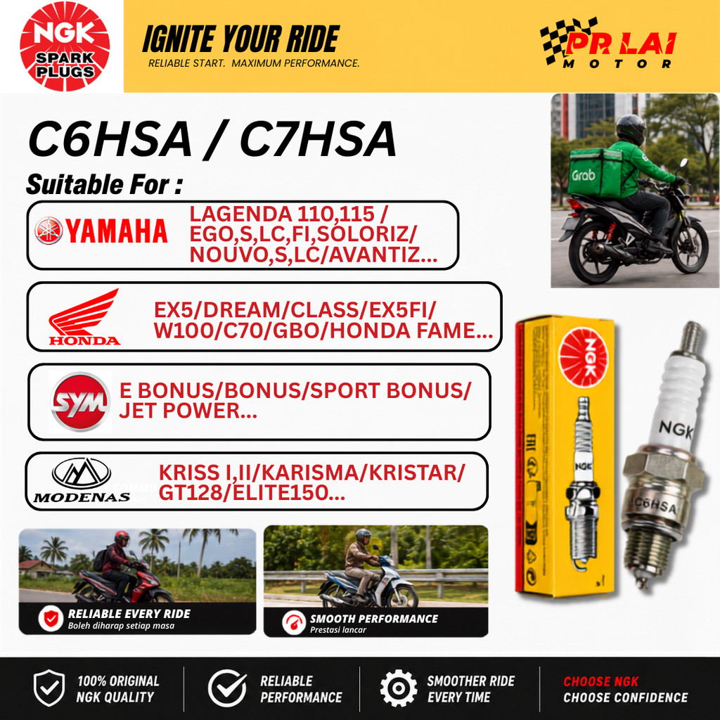 EX5 DREAM CLASS W100 NGK PLUG MOTORCYCLE HONDA YAMAHA MODEAS C7HSA C6HSA KRISS GT128 LAGENDA AVANTUZ