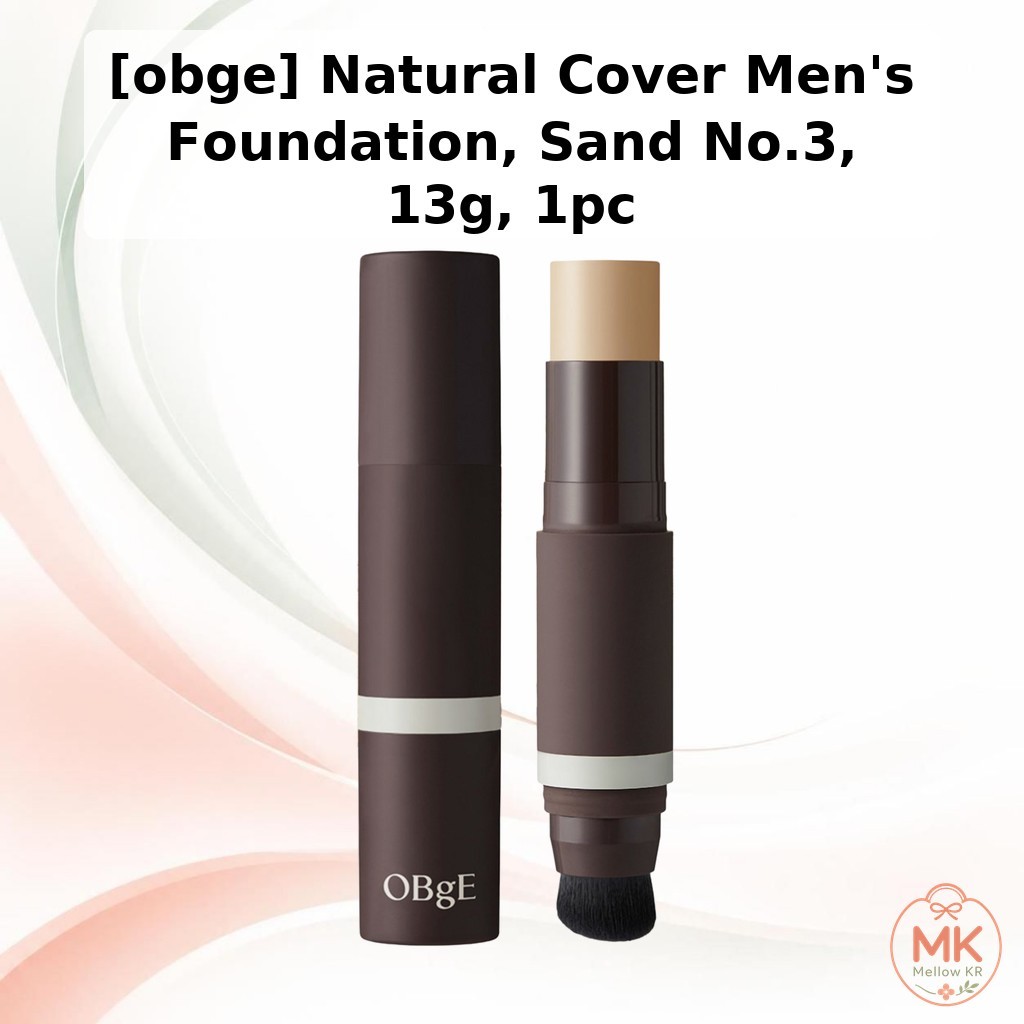 [obge] รองพื้นผู้ชาย Natural Cover, Sand No.3, 13g, 1pc / รองพื้นเกาหลี / Natural Coverage by Mellow