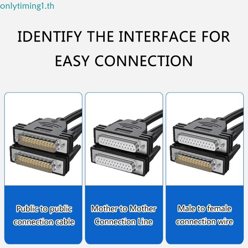 Onlytiming DB25 Data Cord ชายหญิง Serial Extension Cable 26AWG Data Wire