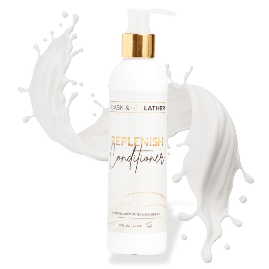 BASK & LATHER Replenishing Conditioner – Deep Hydrating สูตรสําหรับ Elasticity & Detangling, -Free, 