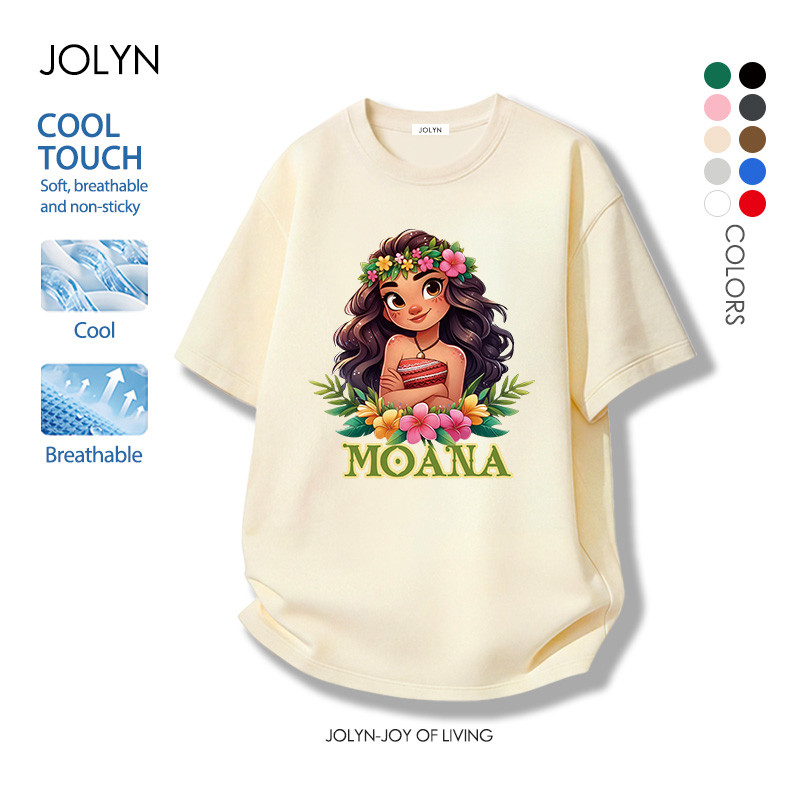 เสื้อยืดสตรี คอกลม สบายและนุ่ม ระบายอากาศได้ ตัดเย็บดี Moana ลายพิมพ์การ์ตูนน่ารัก ฤดูร้อน แนวโน้ม fashion (พร้อมส่ง)