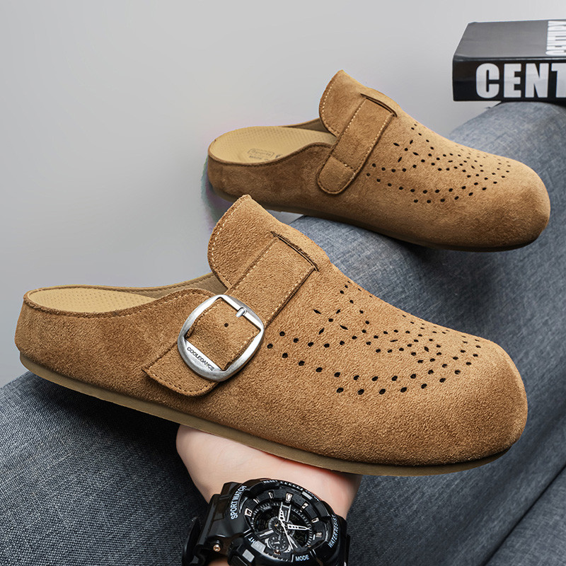 Men Mens Mules Mens Mules Heelless Toe-Covered รองเท้าแตะแฟชั่น Mules Heelless รองเท้าผู้ชาย