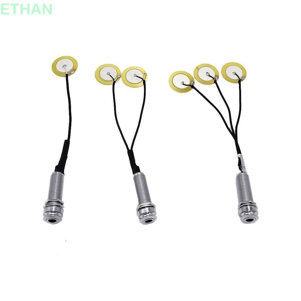 ETHAN Piezo Pickups Transducer, Self-Adhesive Pickup Combo Contact Piezo Pickup, ไมโครโฟน Contact Acoustic 3-in-1 & 2-in-1 กีตาร์ Preamp Ukulele
