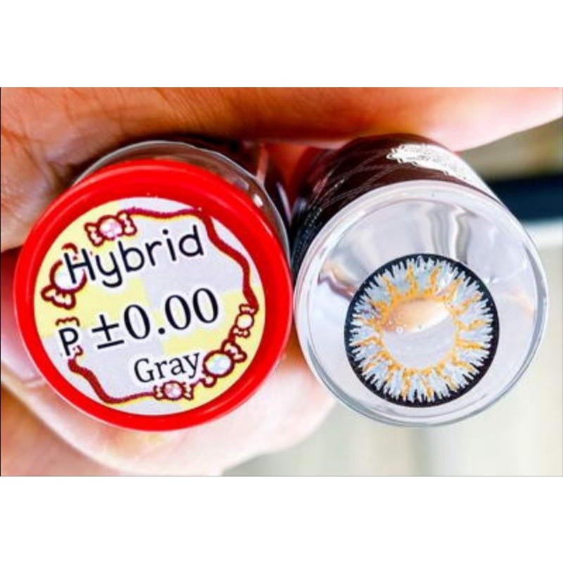 คอนแทคเลนส์ มี อย.ไทย แต่งหน้า รุ่น Hybrid สีเทา/ตาล gray/brown มีค่าสายตาปกติ รายเดือน (0.00) พร้อม