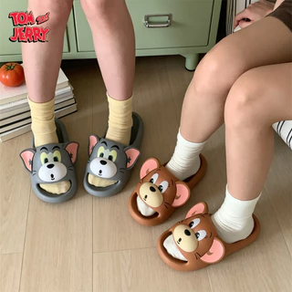 XIXITIAO รองเท้าแตะ สำหรับผู้ชายและผู้หญิง ตอนฤดูร้อน ลายการ์ตูน Tom & Jerry รองรับโค้งเท้า