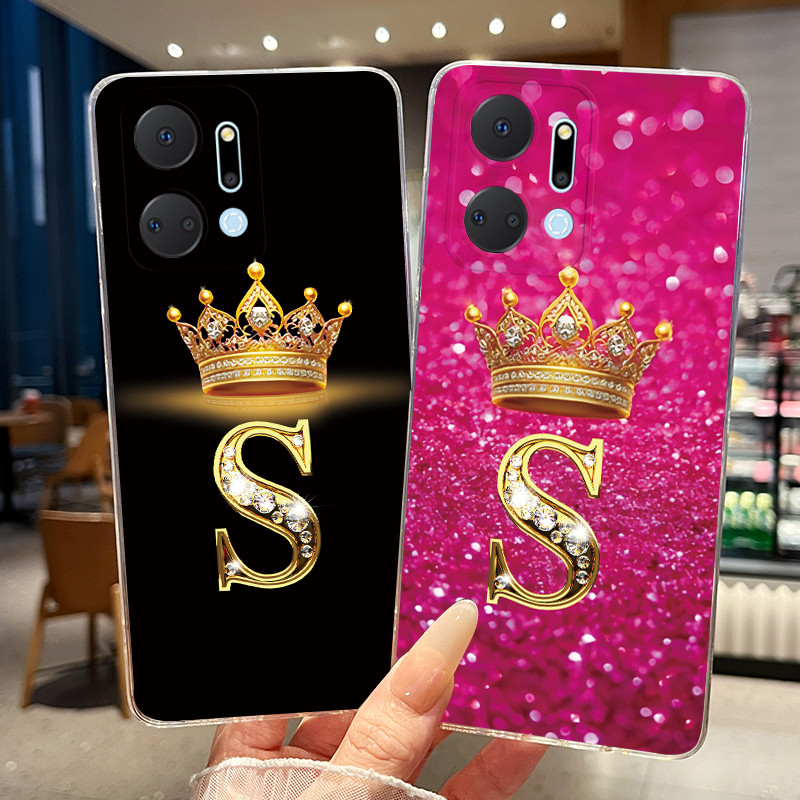 เคสสําหรับ Honor X7A/Honor Play 7T เคสโทรศัพท์ RKY-LX1 RKY-LX2 RKY-LX3 แฟชั่น Crown Letter Clear Sof