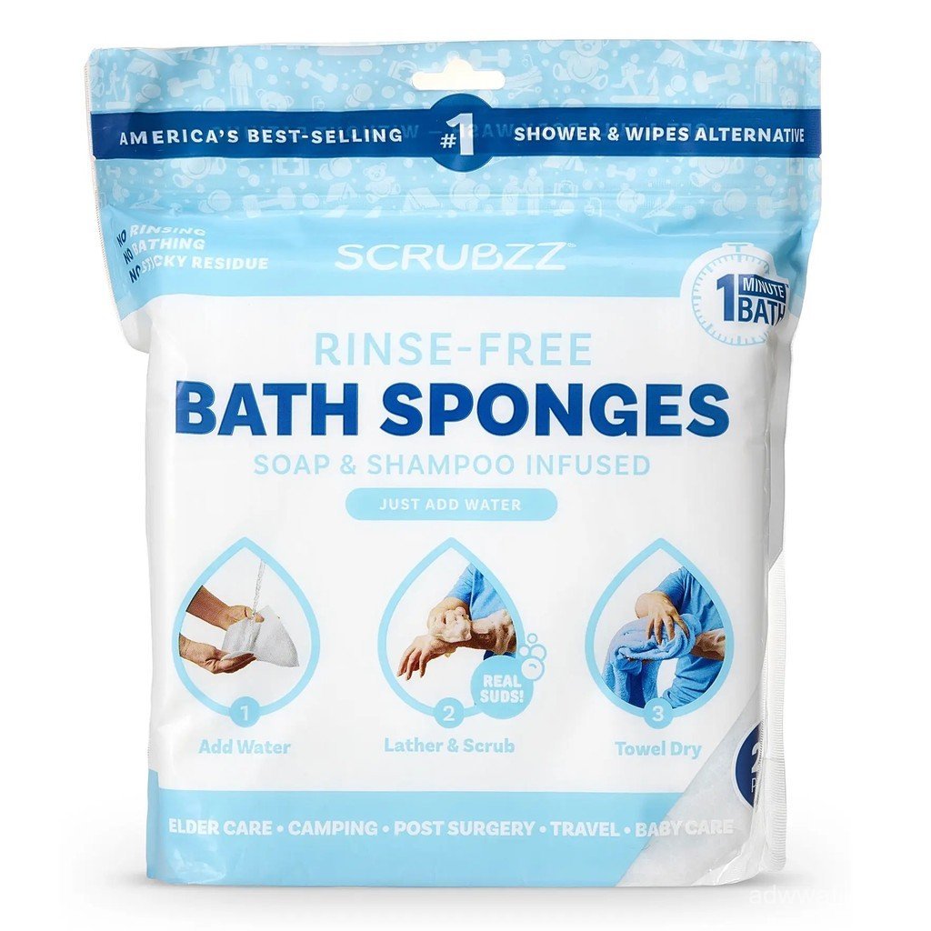 ScrubzzRinse-FreeBathingWipes-Soap&Shampooins-Hypoallergenic&pHBalanced-IdealforPost-Surgry,Elderly,
