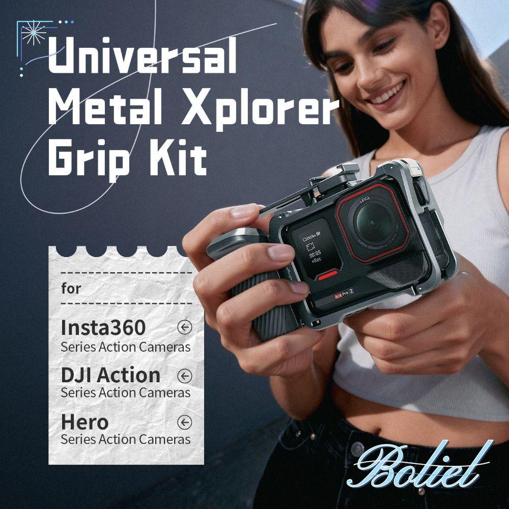 BOLIEL Xplorer Grip Kit Handle, ปุ่มชัตเตอร์อลูมิเนียม Street Grip Vlog Holder, Quick Release สําหรั