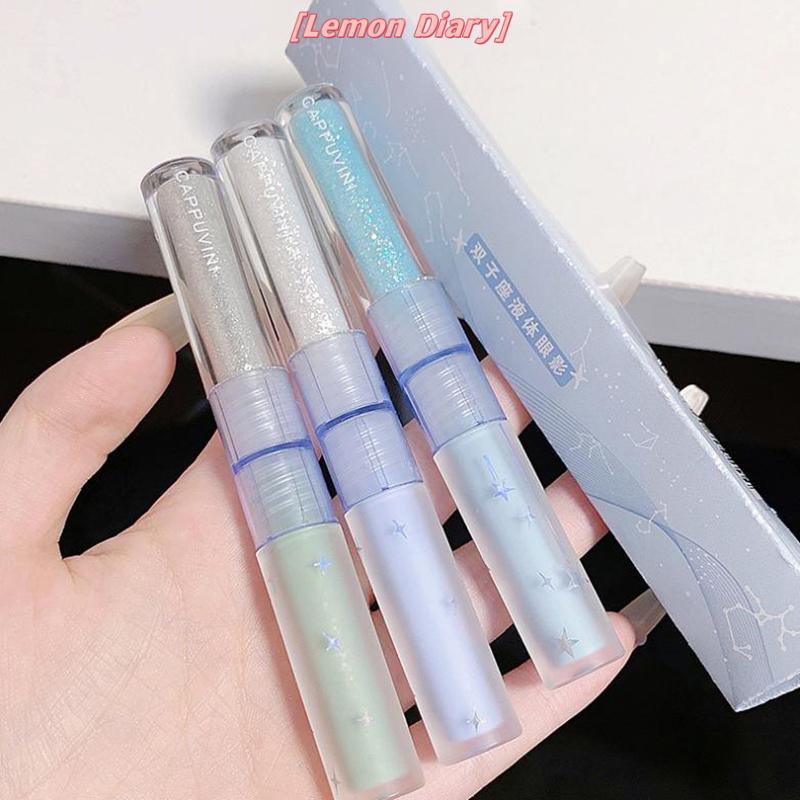 แอลดี| Cappuvini 2 In 1 Blue Green Liquid Eye Shadow Matte Sequins Pearlescent Eye แต่งหน้าโกหก Silkworm Brightening Droplet Tear แต่งหน้าเครื่องมือความงามใหม่