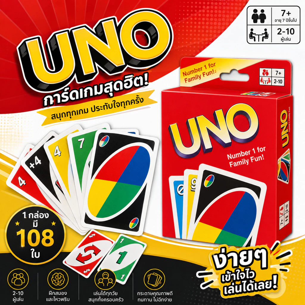 Uno Mattel Games ONO การ์ดเกม อูโน่ ของเล่นสําหรับเด็ก เกมคลาสสิค ฮิตตลอดกาล
