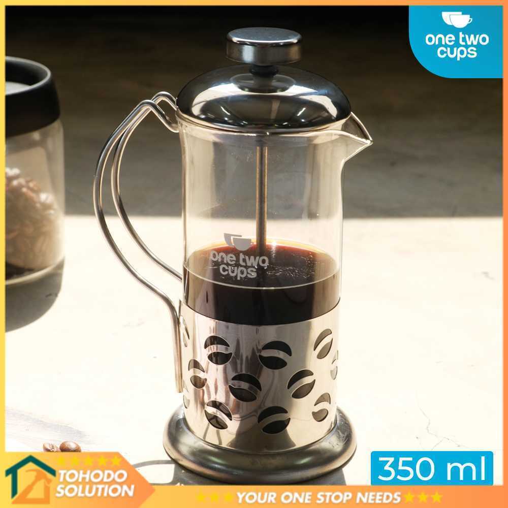 One Two Cups French Press Coffee Maker Pot Plunger Borosilicate 350ml - KG72