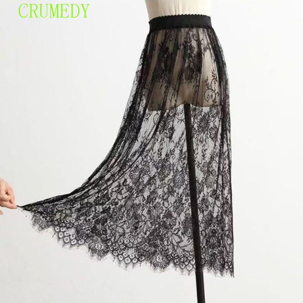 CRUMEDY ลูกไม้กระโปรงสลิป, ดอกไม้ 75 ซม.กระโปรงความปลอดภัย Petticoat, Soft Streetwear Cheongsam Anti-glare ตาข่ายกระโปรง Slips ชุด Commuting