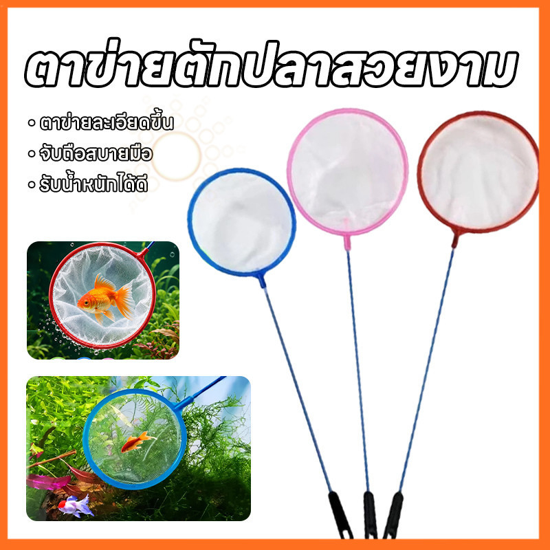 3 ขนาด สวิงตักปลา ที่ตักปลา ทรงกลม ตาข่ายเหนียว ใช้ได้ยาวนาน (สินค้าคละสี)