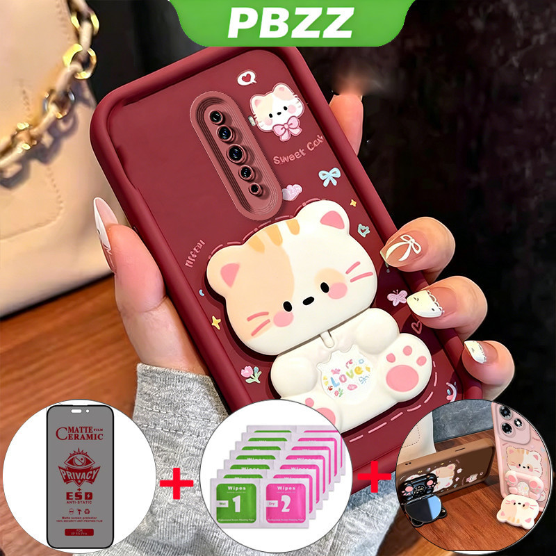 กรณีสําหรับ OPPO Reno 2F reno2 F 2 F เคสโทรศัพท์ซิลิโคนกันกระแทกการออกแบบใหม่ความงามที่มีผู้ถือเซรามิคความเป็นส่วนตัวทนกระจกนิรภัยสําหรับสาว JTFKMZJ3