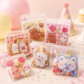 ถุงแพ็คขนม 14×14+3 ซม. 100 ใบ ถุงคุกกี้ใส ปากกาวในตัว ลายการ์ตูนน่ารัก ถุงเบเกอรี่ ใส่ขนม ของชำร่วย งาน DIY พร้อมส่ง COD