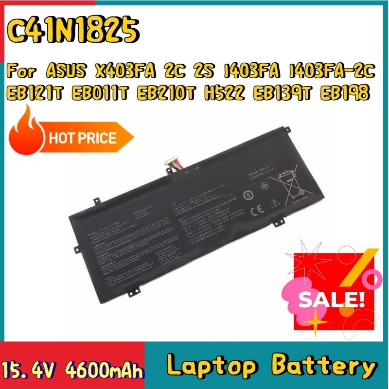 ใหม่ C41N1825 แบตเตอรี่แล็ปท็อป 15.4V 4600mAh สําหรับ ASUS X403FA 2C 2S I403FA I403FA-2C EB121T EB01